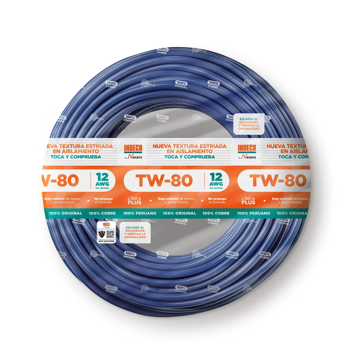 Cable INDECO TW-80 12 AWG azul 100 METROS