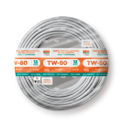Cable INDECO TW-80 12 AWG blanco 100 METROS