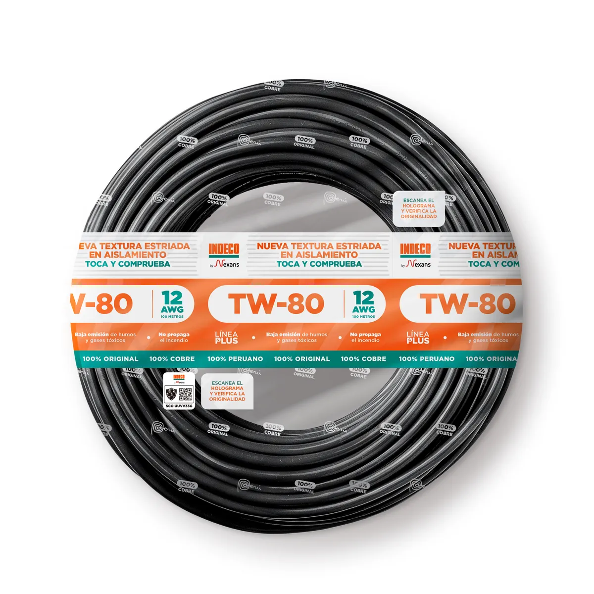 Cable INDECO TW-80 12 AWG NEGRO 100 METROS