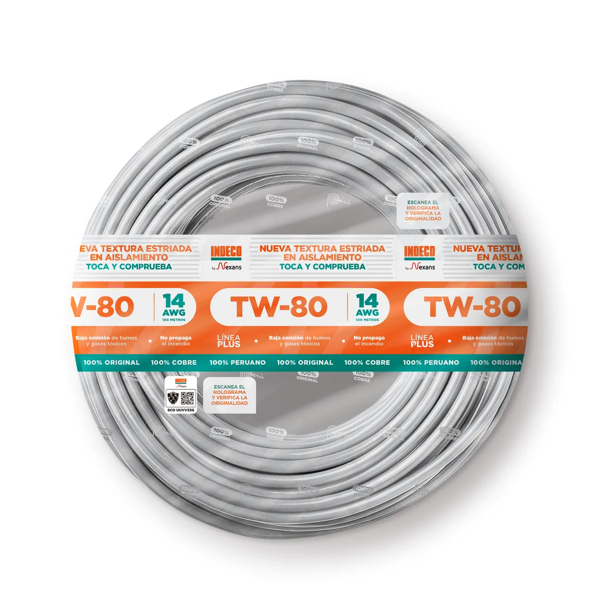Cable INDECO TW-80 14 AWG BLANCO 100 METROS