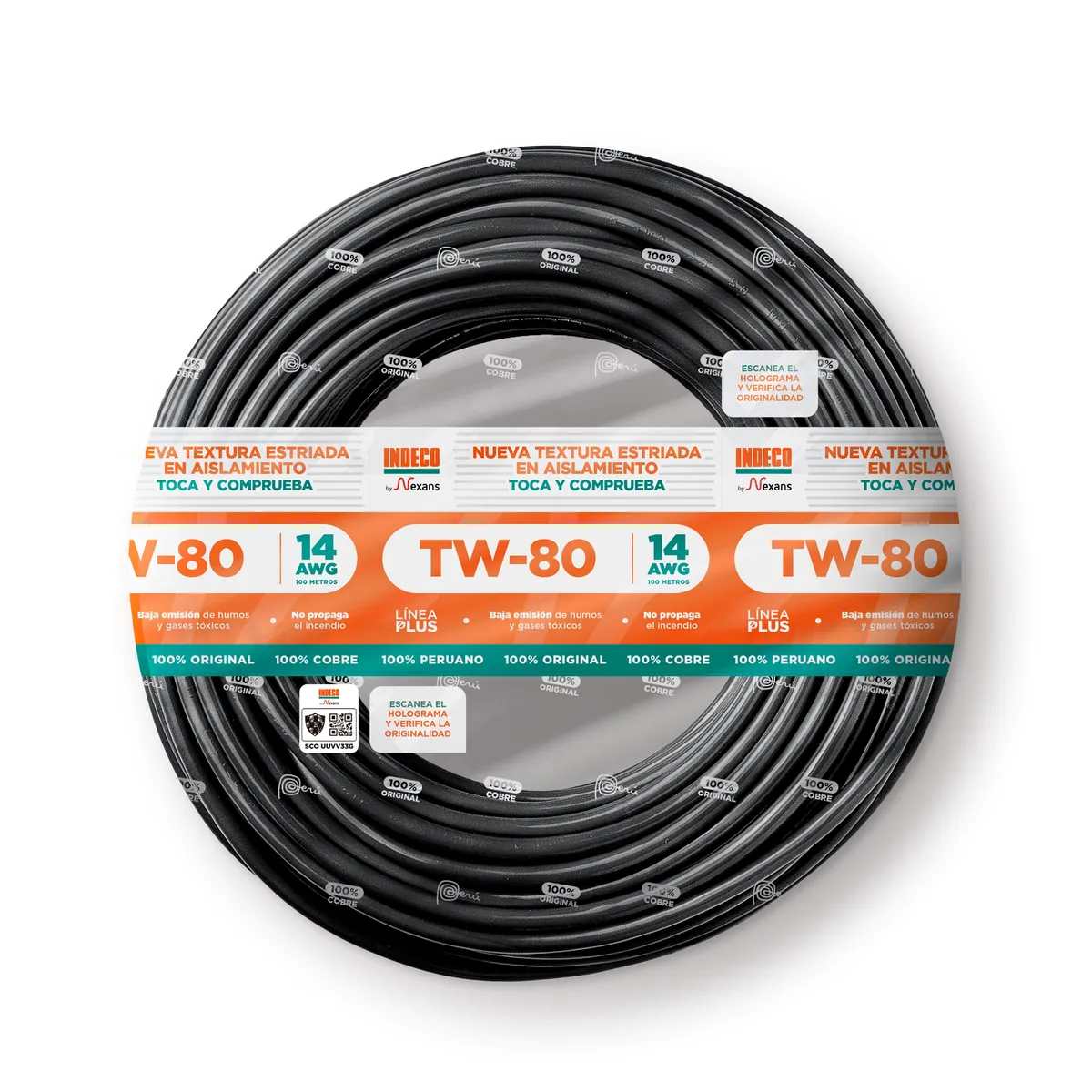 Cable INDECO TW-80 14 AWG NEGRO 100 METROS